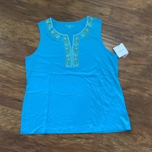 Croft & Barrow XL Turquoise Beaded Tank Top NWT